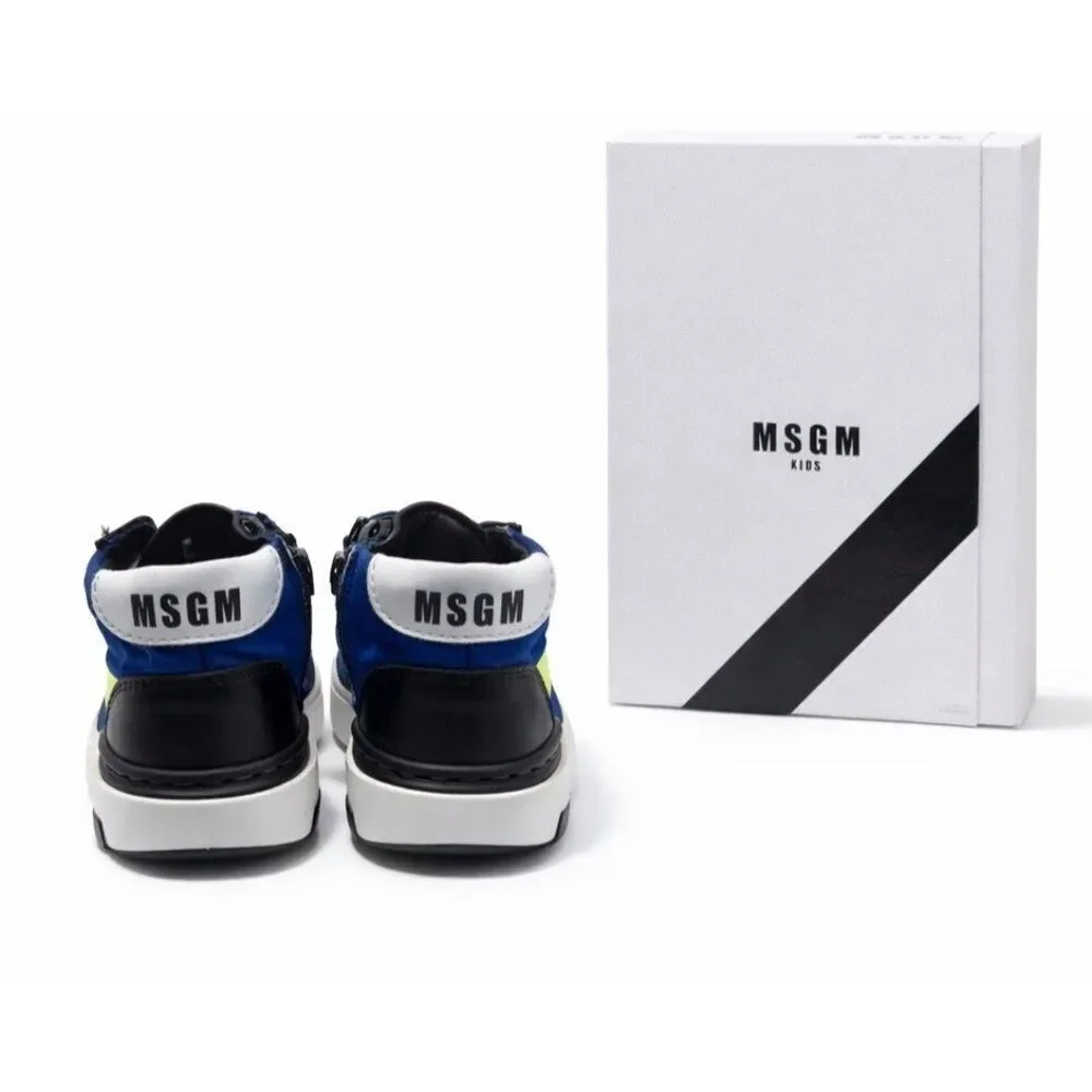 MSGM Toddler BOMB.451+PAND Leather Neoprene High-Top Sneakers Size 20 EU